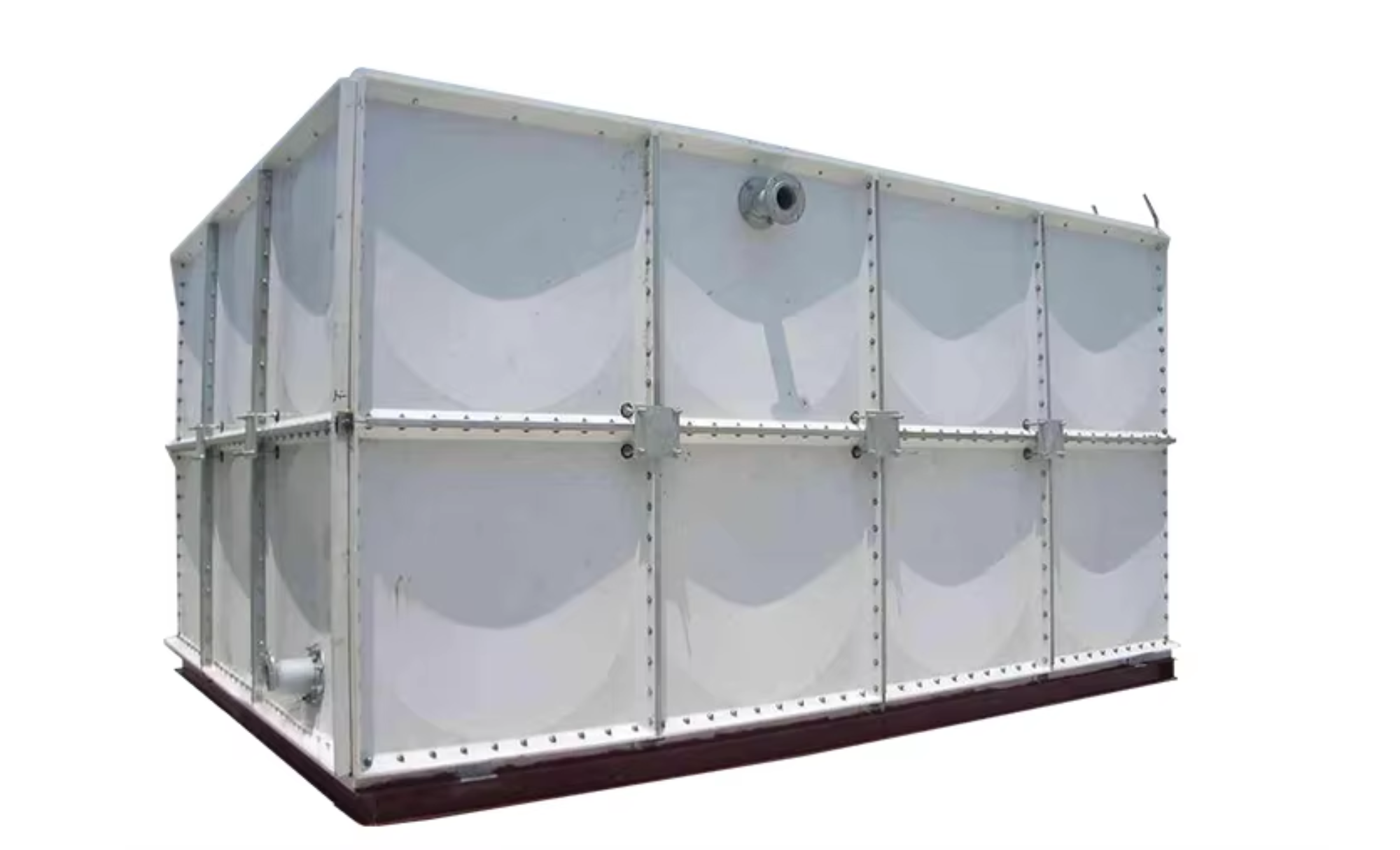 Compact GRP Panel Water Tank Compact rectangular GRP panel water tank with external supports and pipe connections