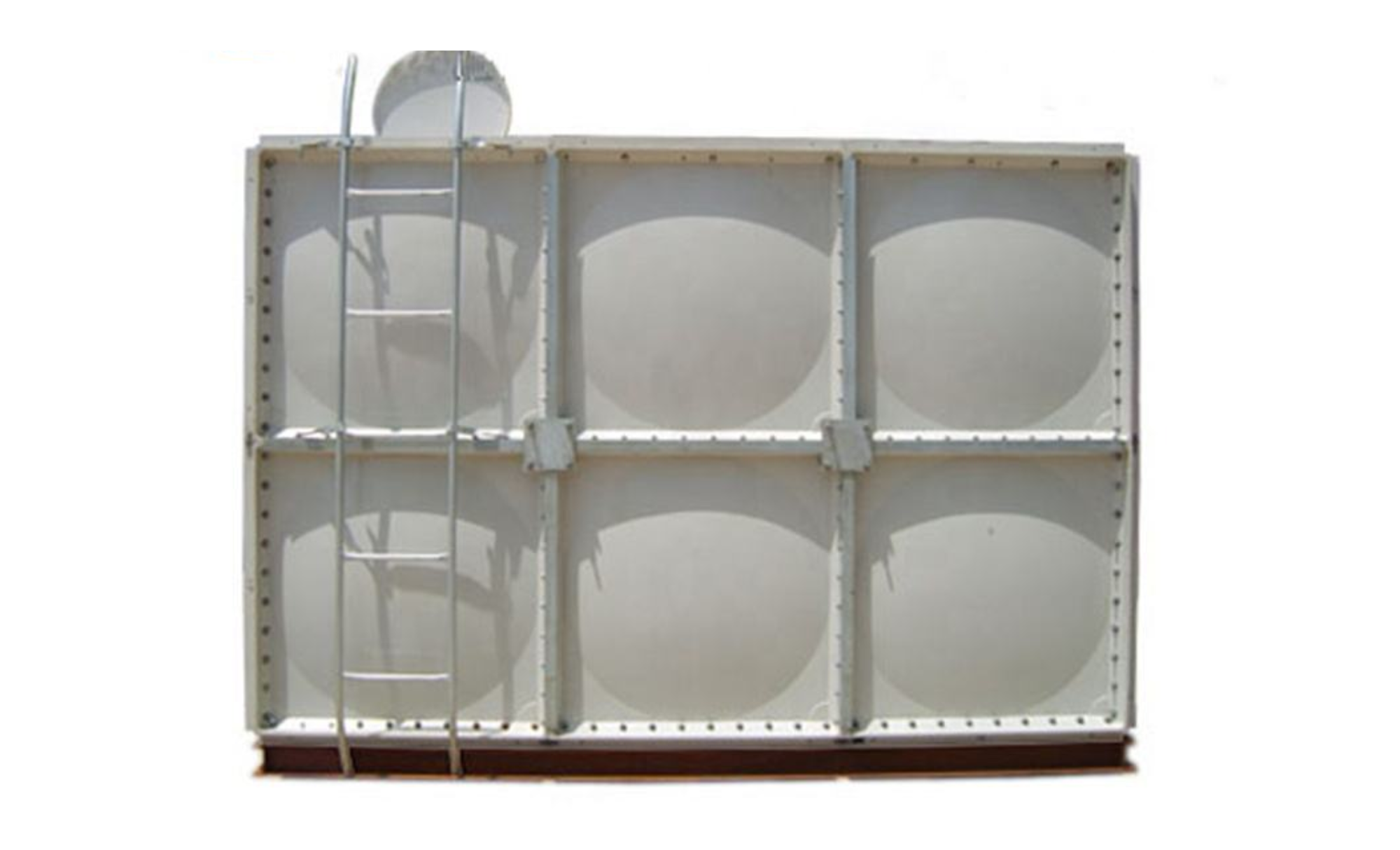 GRP Water Tank Supply and Installation Installed GRP water tank with bolted panels, external supports and access ladder