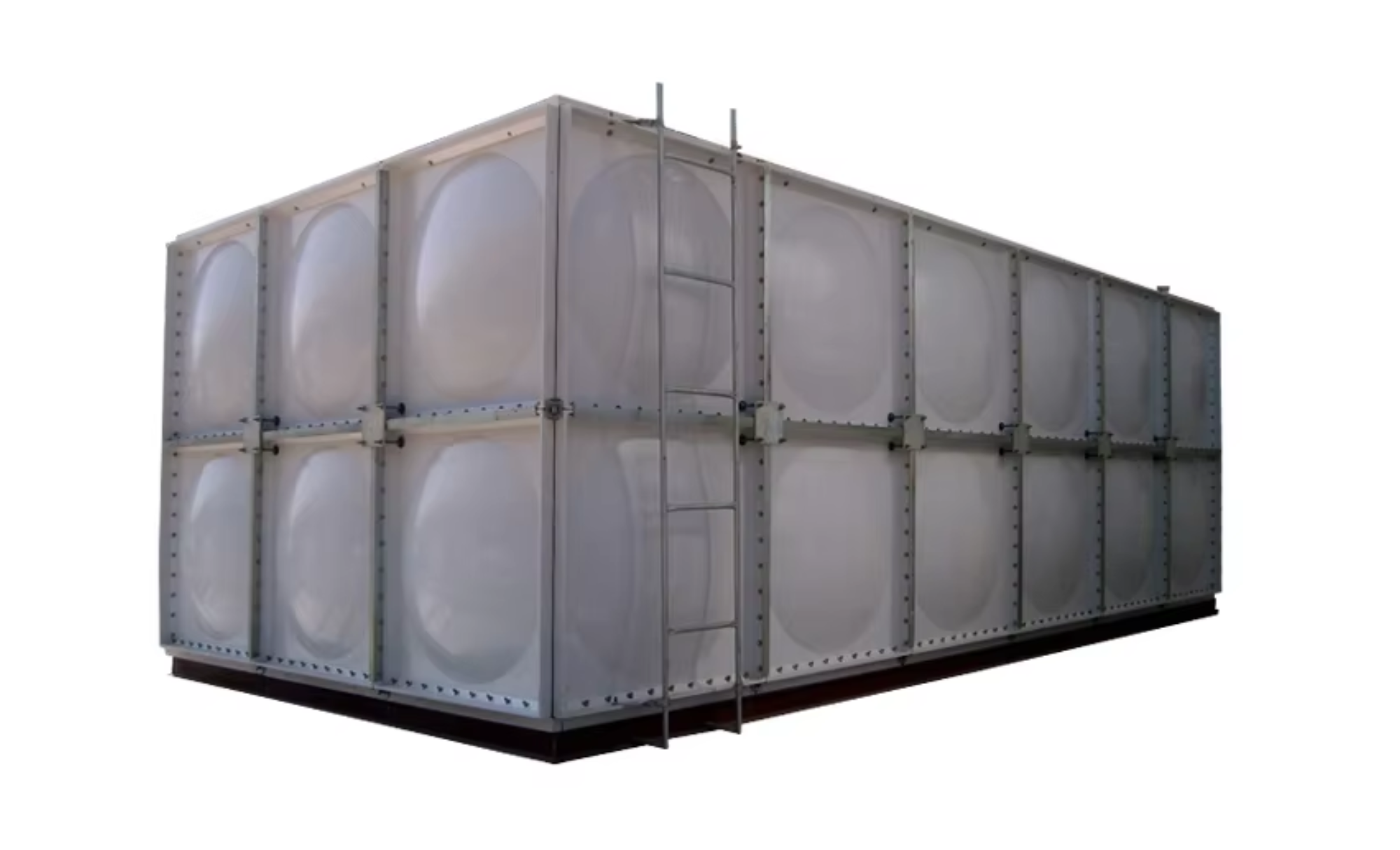 Large GRP Sectional Water Tank Large GRP sectional water tank with external reinforcement and access ladder