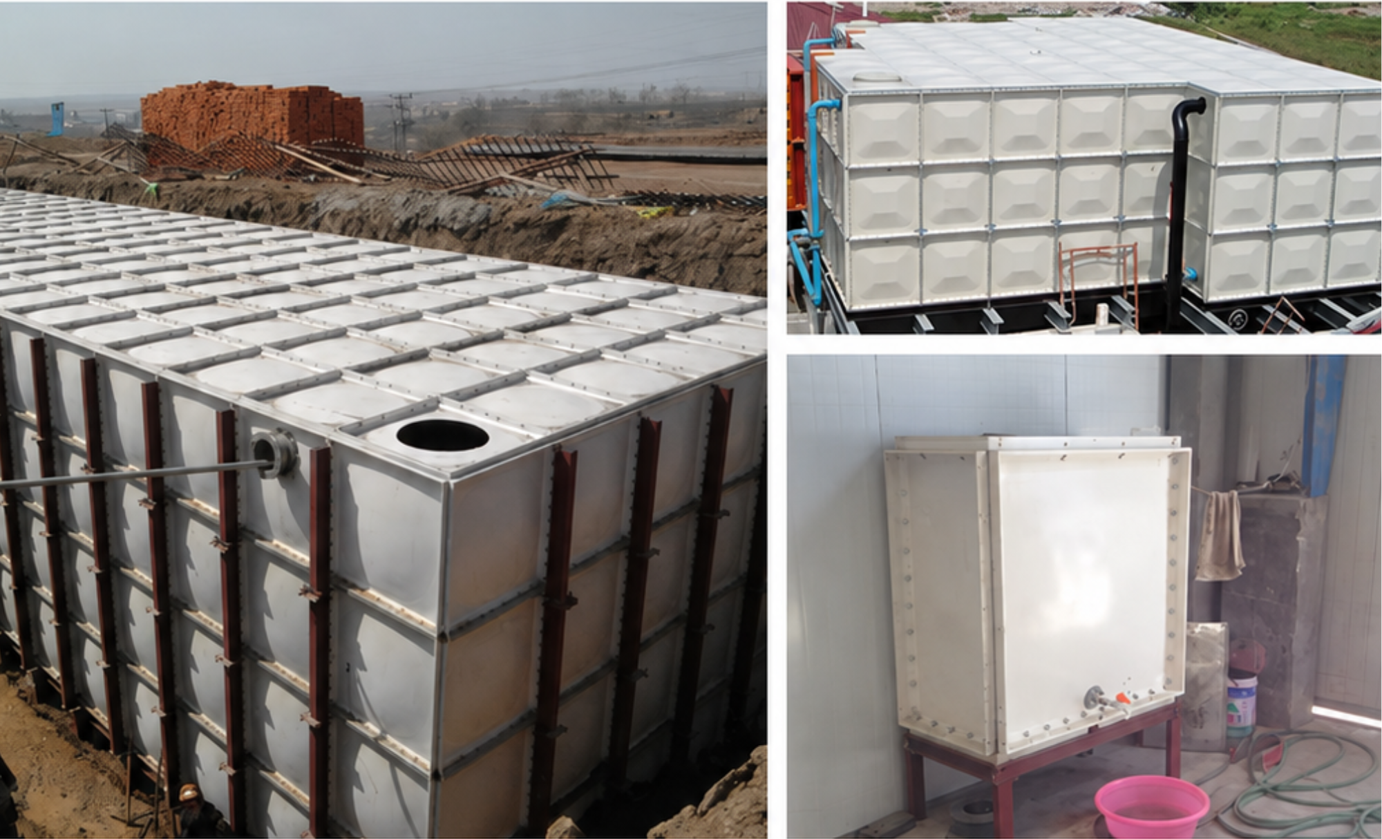 Modular GRP Water Tanks for Different Applications Large and compact modular GRP panel water tanks installed for commercial and industrial water storage