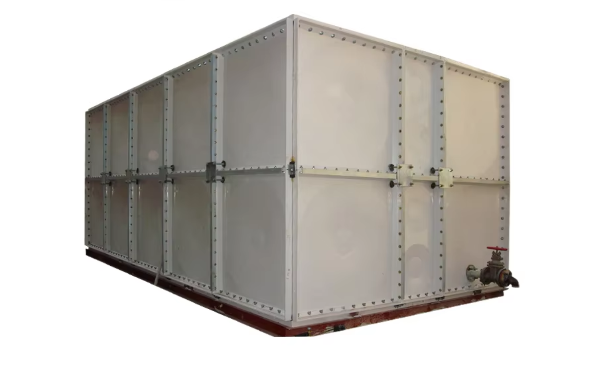 Modular Panel Water Tank with Outlet Connection Modular panel water tank with reinforced walls and outlet valve connection